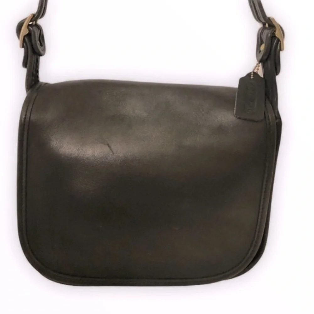 COACH 9170 classic shoulder bag black leather vintage flap saddle bag